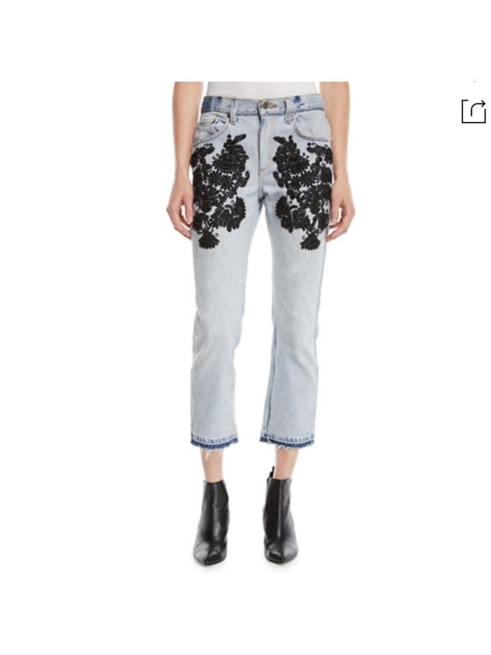 Le Superbe Black Embellished Straight Leg Jeans